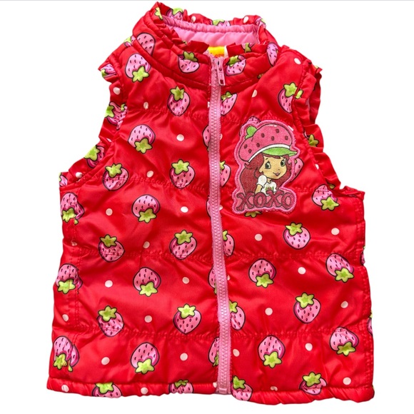 2014 Strawberry Shortcake XOXO Kids Red Strawberry Patterned Vest - Picture 1 of 7